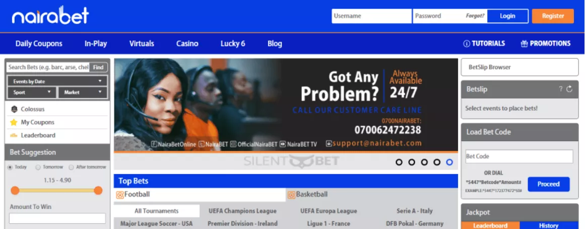 Nairabet main page Desctop